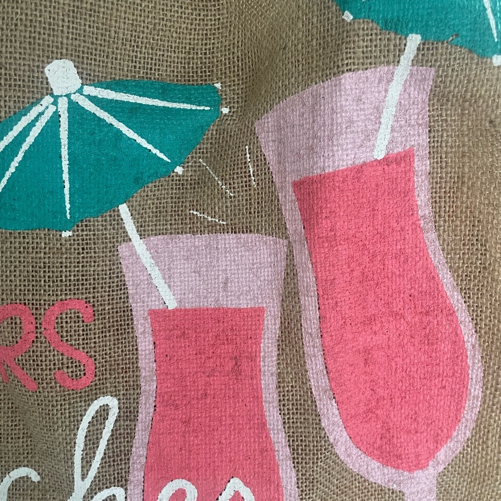 Mudpie Cheers Beaches Round Beach Tote - Pink & Teal Cocktail Design - Picture 4 of 7